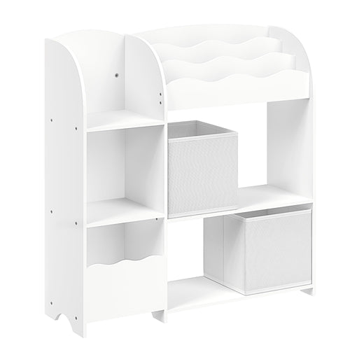 Kinderbücherregal 3-in-1 mit 2 Boxen und 5 Ablagen Wolkenweiß