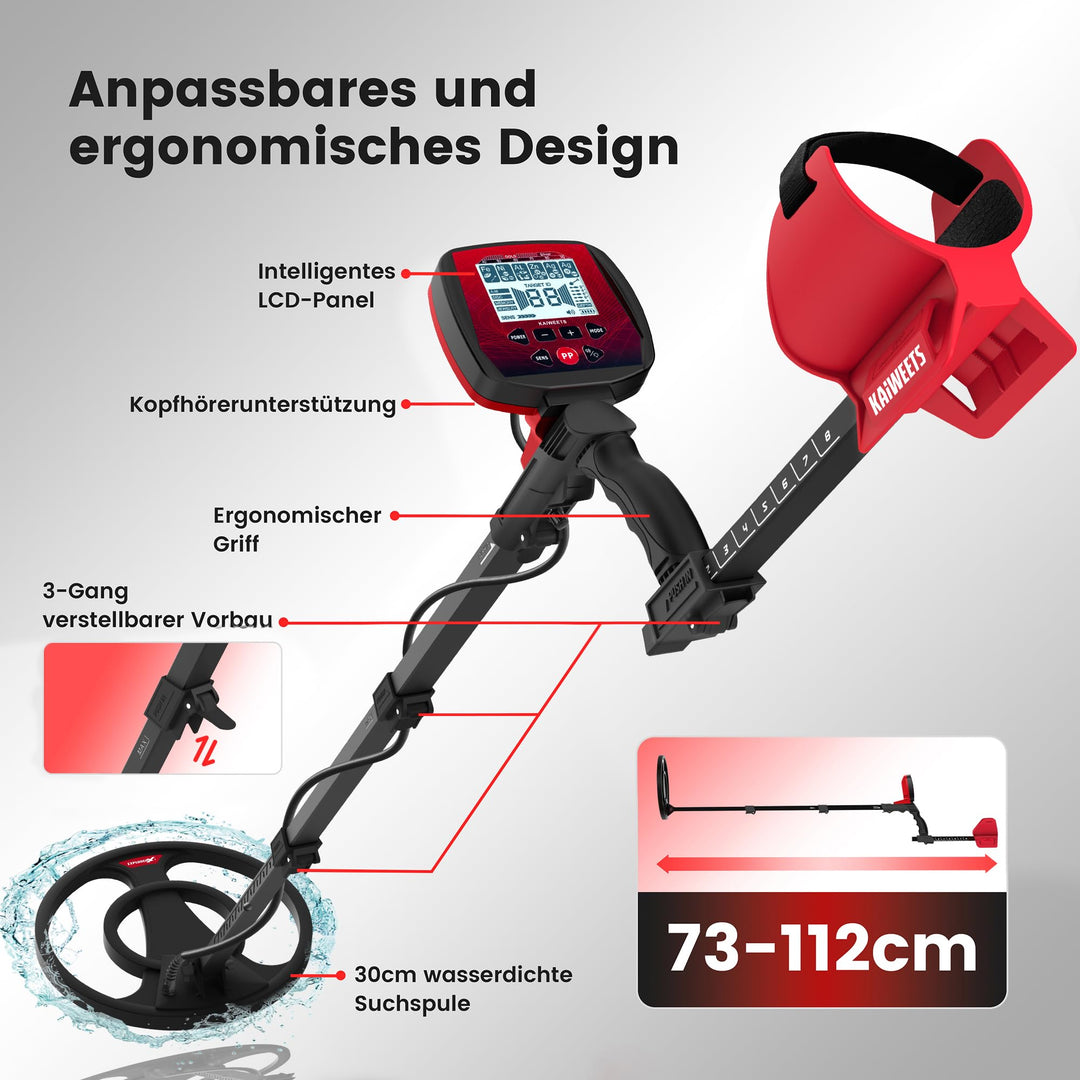 Metalldetektor 5 Modi mit Pinpointer, IP68-Spule &amp; LCD-Display - Bild 3