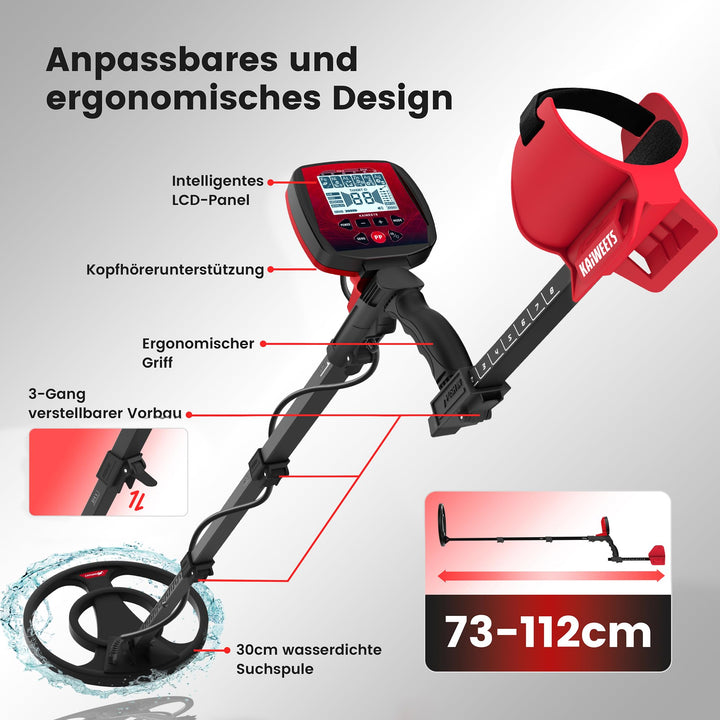 Metalldetektor 5 Modi mit Pinpointer, IP68-Spule &amp; LCD-Display - Bild 3