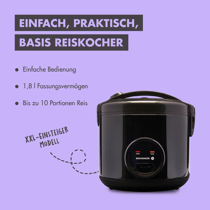 Reiskocher mit Keramikbeschichtung 1,8L 700W Dampfgarer 10 Portionen - Bild 2