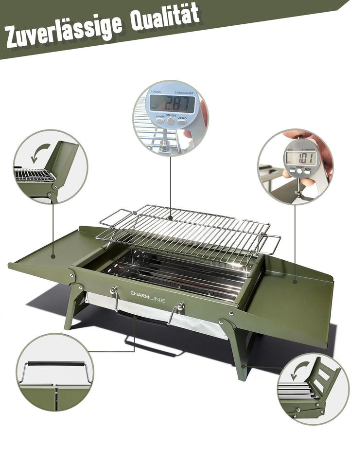 Klappbarer Holzkohlegrill 39x27 cm für Camping Balkon Picknick - Bild 4