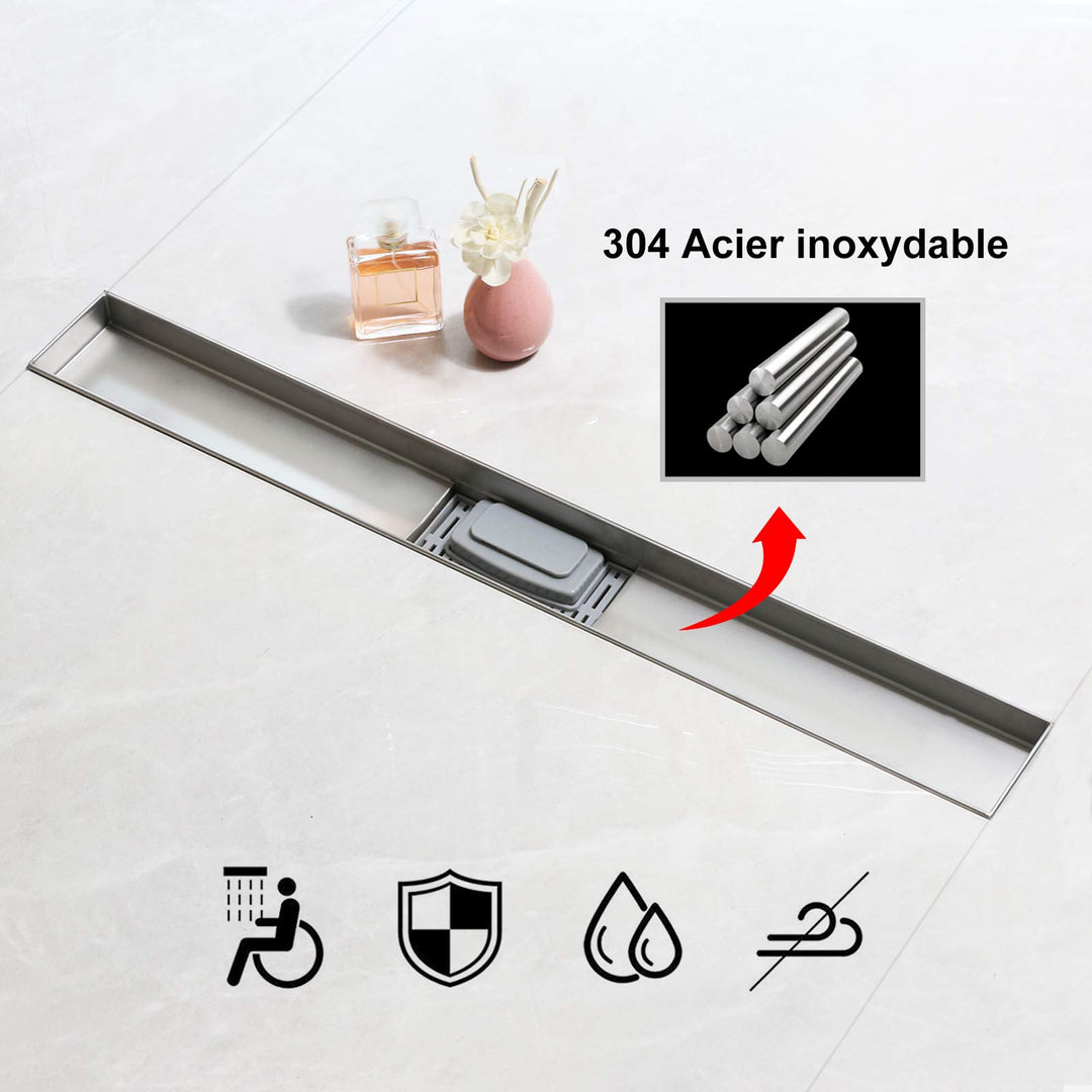 Duschrinne 60 cm Edelstahl 2-in-1 befliesbar mit Siphon - Bild 4
