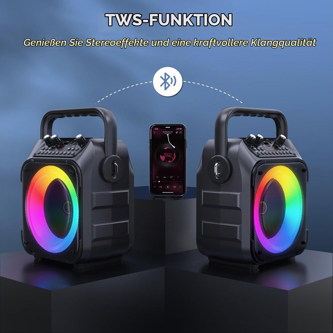 Karaoke-Maschine mit 2 Mikrofonen Bluetooth 5.0 LED Party-Lautsprecher - Bild 5