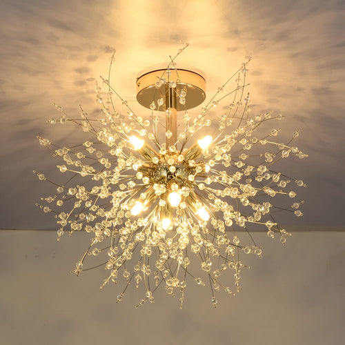 Kristall-Deckenleuchte Gold 8-flammig 40x40cm dimmbar