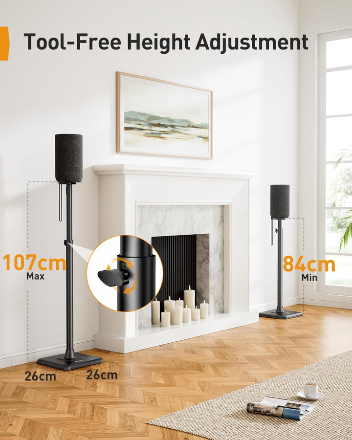 Lautsprecherständer Paar höhenverstellbar 84–107 cm mit Kabelmanagement - Bild 4