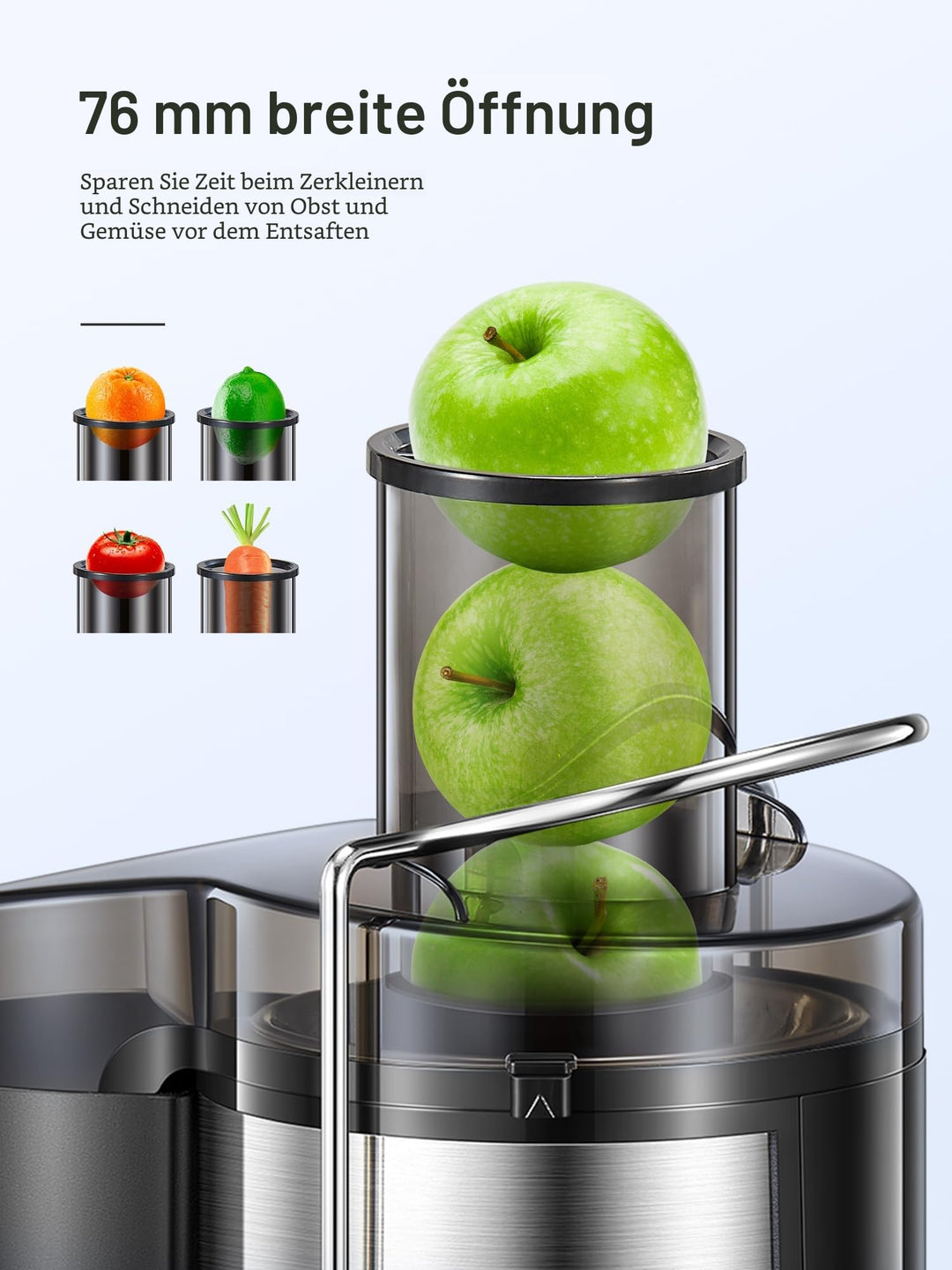 Zentrifugalentsafter 800W mit 72mm Einfüllöffnung für Obst und Gemüse - Bild 2