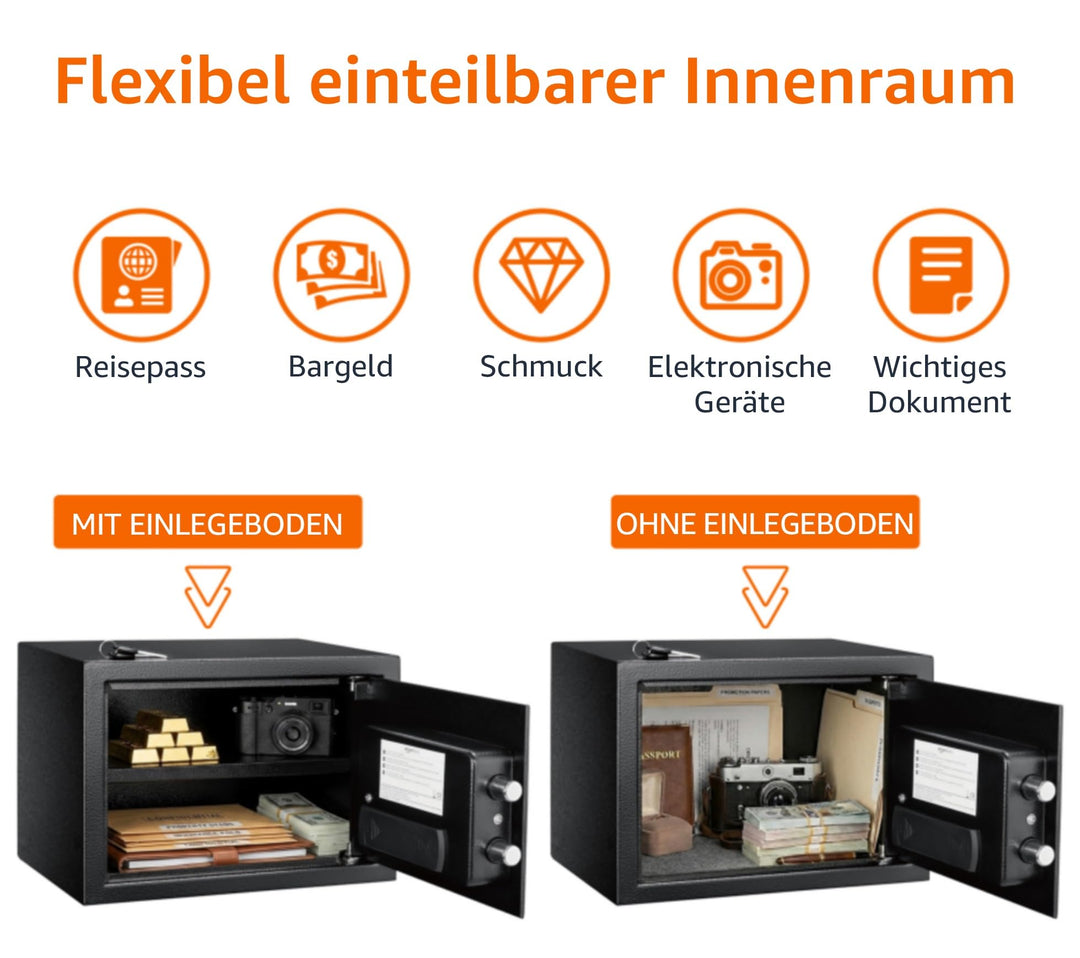 Stahl-Tresor 14 l mit Digitalcode und 2 Notfallschlüsseln - Bild 7