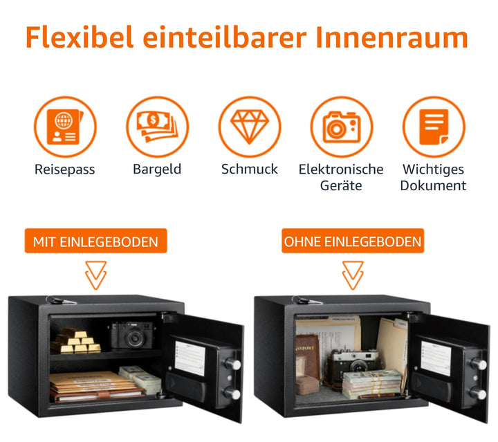 Stahl-Tresor 14 l mit Digitalcode und 2 Notfallschlüsseln - Bild 7
