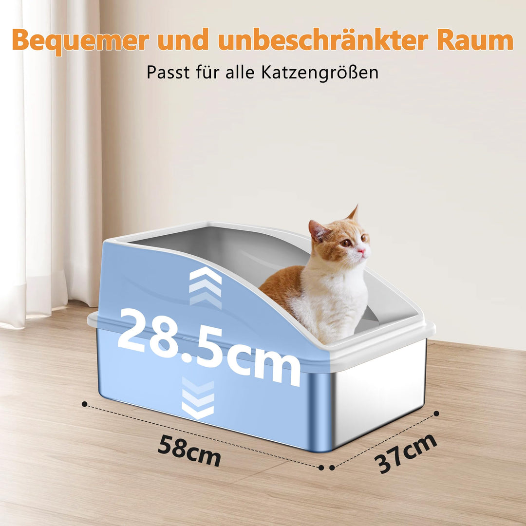 Katzenklo Edelstahl XL 58x37x28.5cm mit Siebmatte und Schaufel - Bild 6