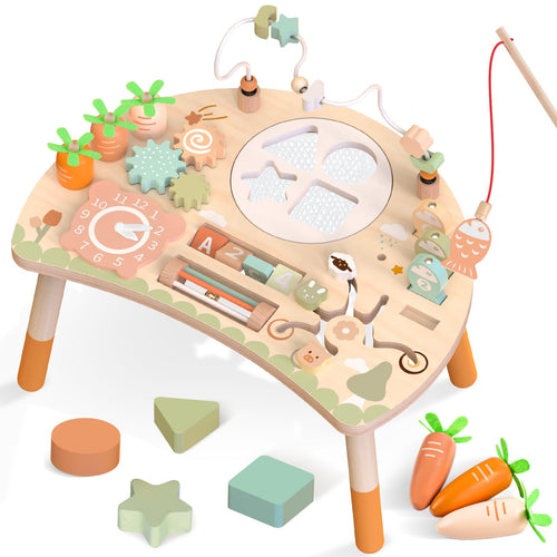 Aktivitätstisch Holz 9-in-1 Montessori Spieltisch für Kleinkinder 1-3 Jahre
