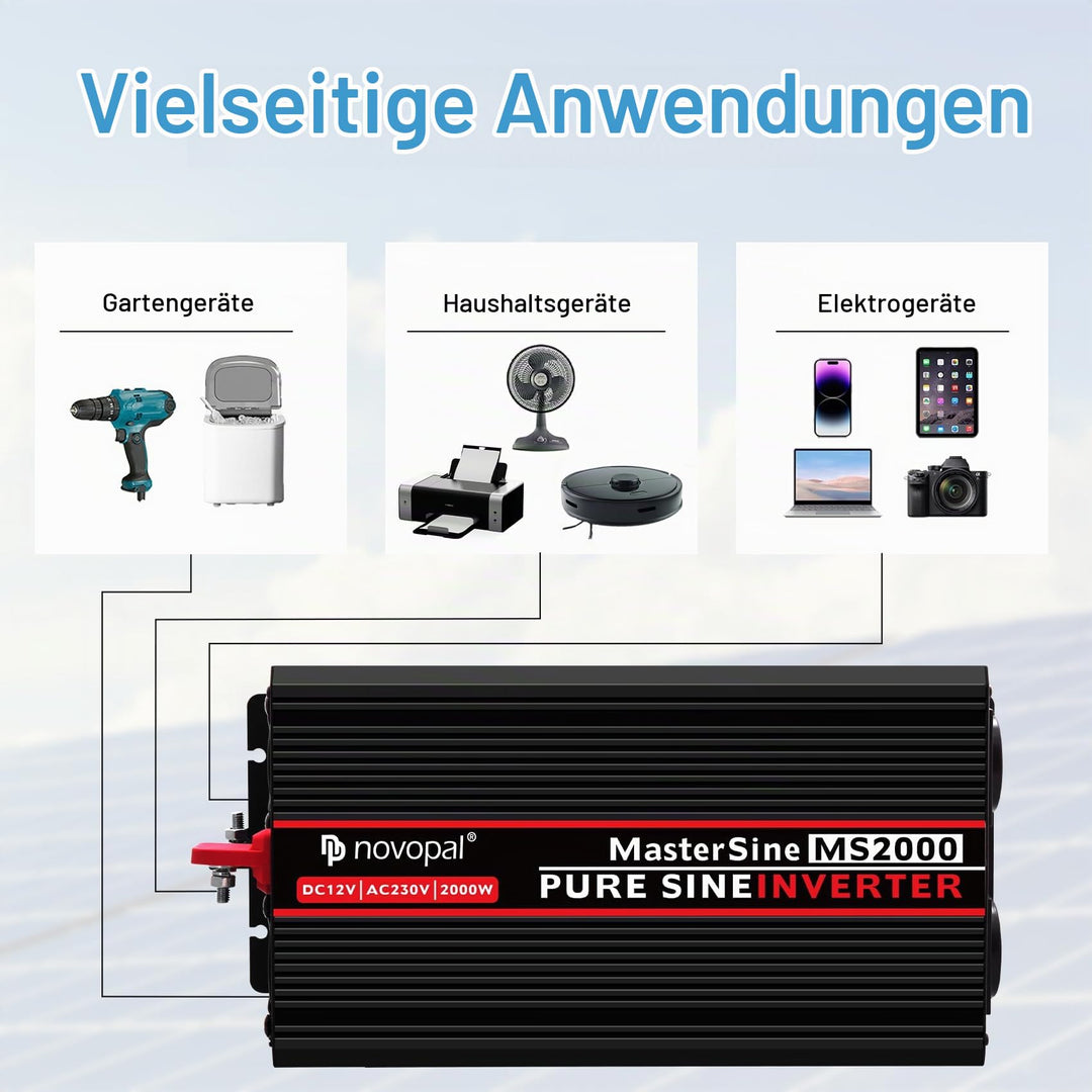 Wechselrichter 2000W 12V auf 230V Reiner Sinus mit Fernbedienung - Bild 6
