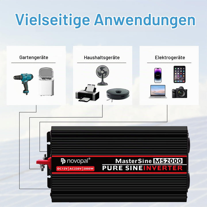 Wechselrichter 2000W 12V auf 230V Reiner Sinus mit Fernbedienung - Bild 6