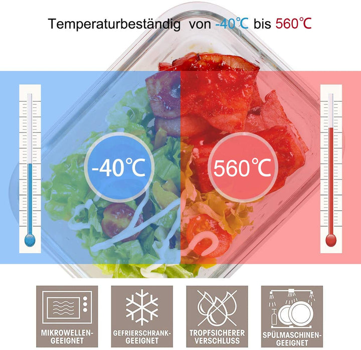 Frischhaltedosen Glas 9er-Set 4 Grössen luftdicht stapelbar - Bild 5