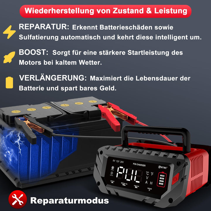 Batterieladegerät KFZ 6V/12V/24V 30A für Lithium und Blei-Säure - Bild 4