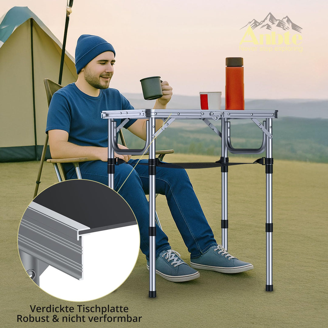 Campingtisch klappbar Aluminium 60x40cm 3 Höhenstufen schwarz - Bild 2