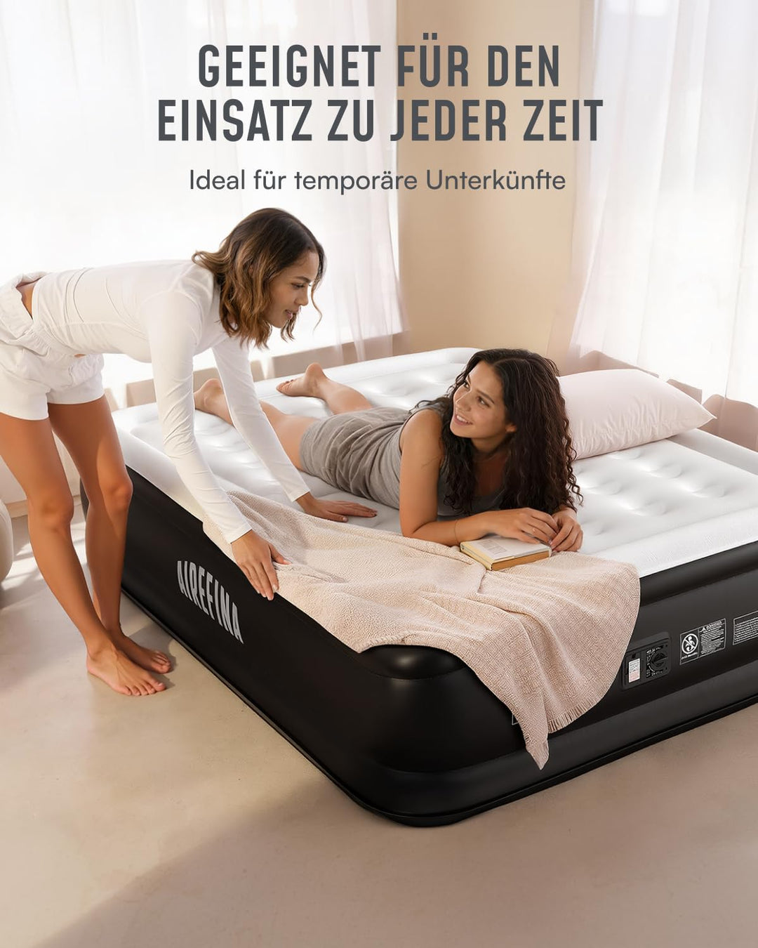 Luftbett 2 Personen selbstaufblasend 203x152x46cm mit Pumpe - Bild 6