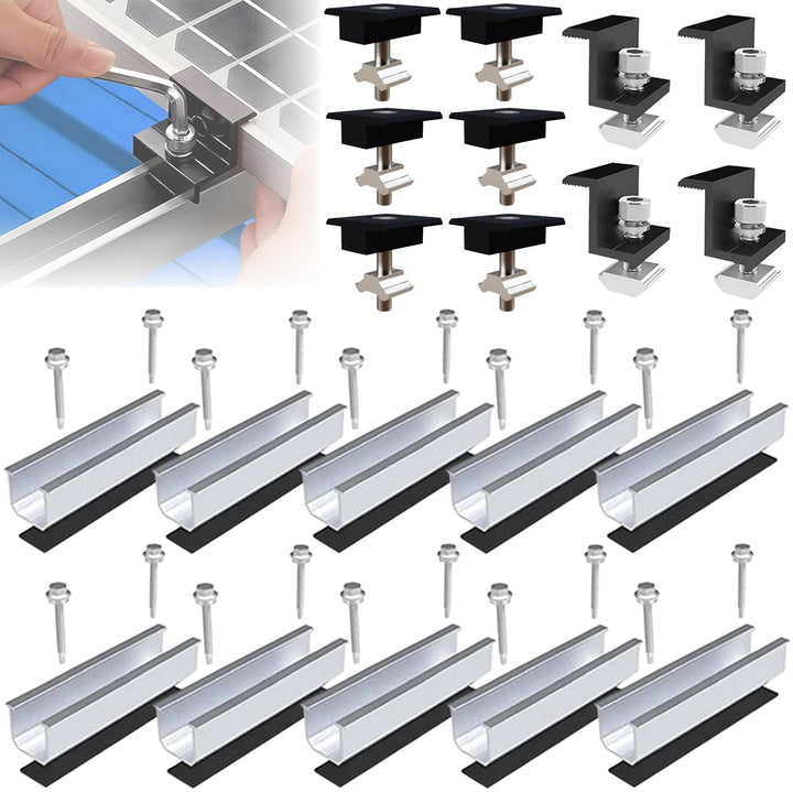 Solarmodul Halterung Flachdach Aluminium AL6005 verstellbar 30-35mm