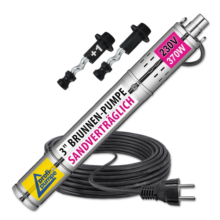Tiefbrunnenpumpe 3 Zoll Edelstahl 370W sandverträglich bis 60m