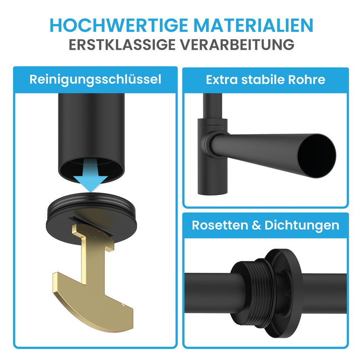 Design Siphon Waschbecken Matt Schwarz Edelstahl 1¼" Universal - Bild 5