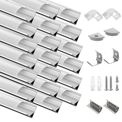 LED Aluminiumprofil V-Form 20x1m mit Milchglasabdeckung für LED-Streifen