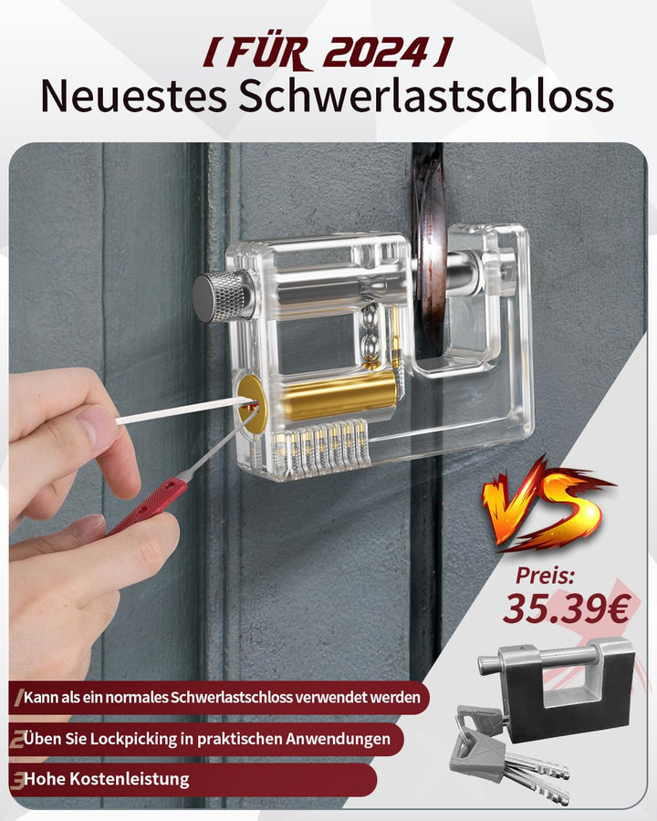 Lockpicking Set 37+5 Teile mit 5 transparenten Schlössern für Anfänger &amp; Profis - Bild 3
