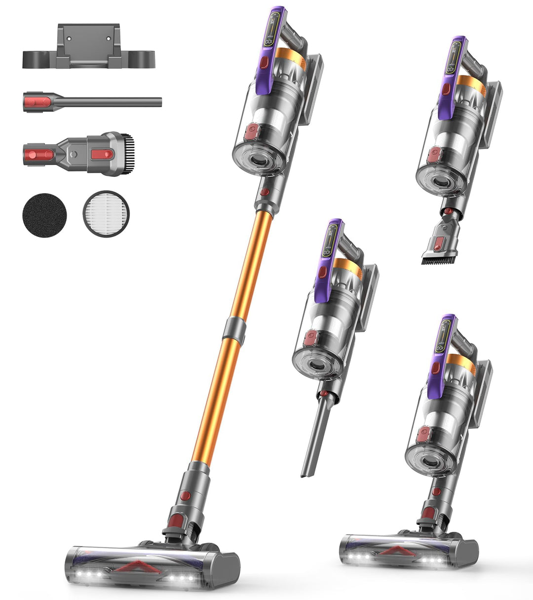 Akkustaubsauger Kabellos 50KPA 600W 75Min Anti-Tangle fuer Tierhaare