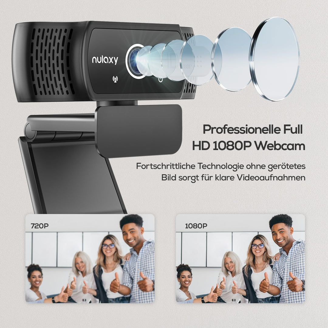 Webcam Full HD 1080P mit Mikrofon und Sichtschutzabdeckung, USB - Bild 2