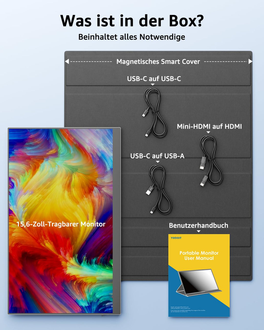 Tragbarer Monitor 15,6 Zoll FHD IPS USB-C HDMI für Laptop PS5 Xbox - Bild 7