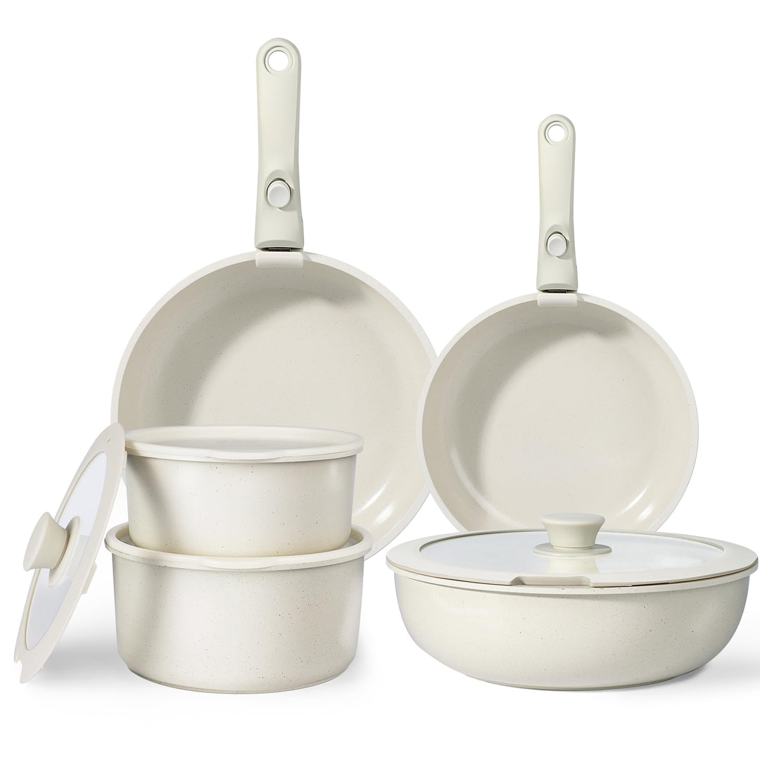 Topfset mit abnehmbarem Griff 11-teilig Granit Induktion Backofen