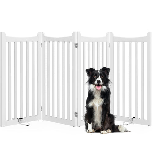 Absperrgitter Hund 4 Paneele faltbar 90,5 x 201,5 cm weiss