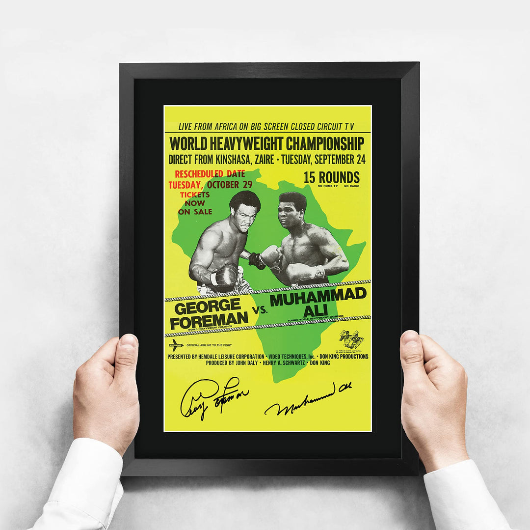 Boxposter gerahmt George Foreman vs Muhammad Ali A3 mit Autogrammdruck - Bild 3
