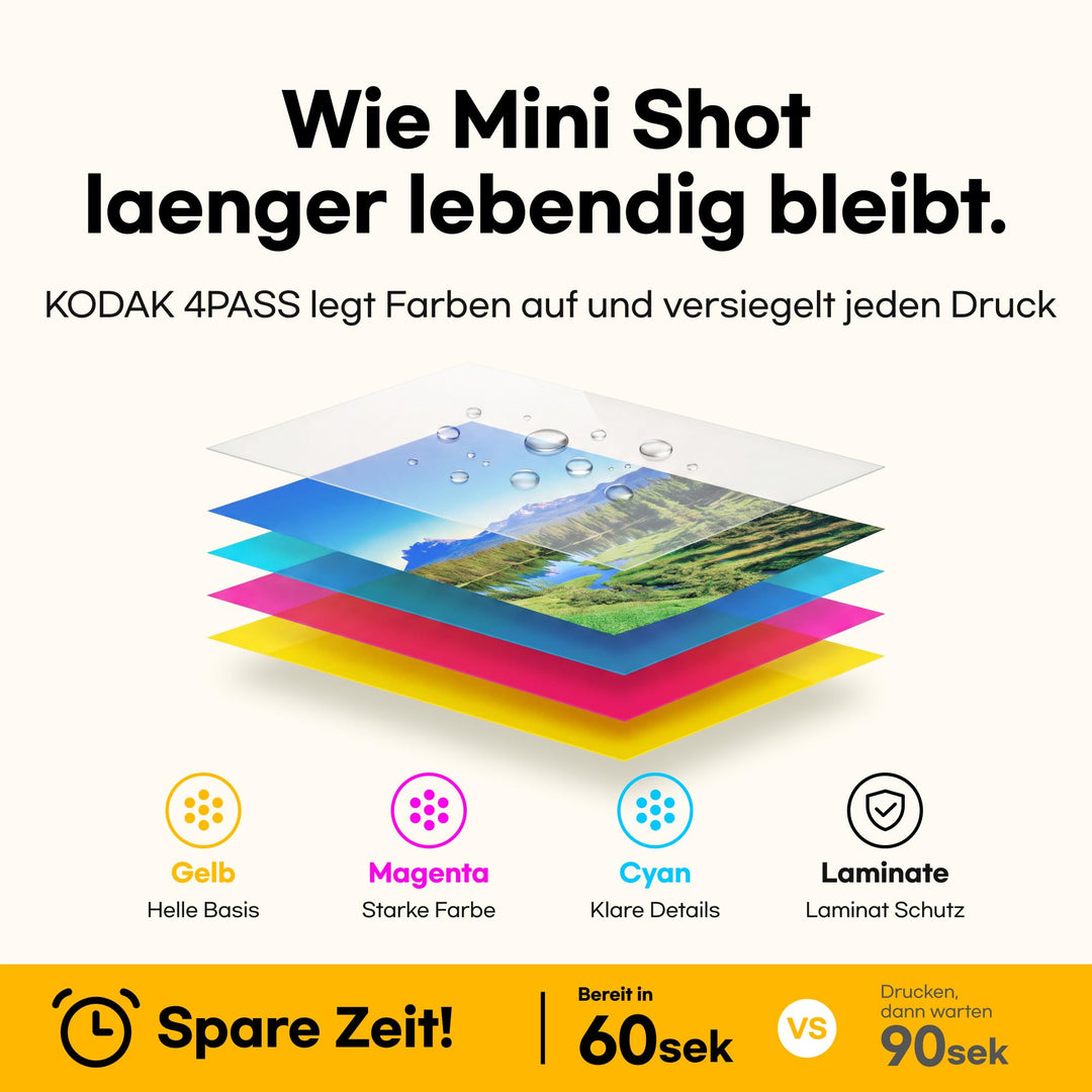 Sofortbildkamera 2-in-1 mit Fotodrucker 4PASS Bluetooth 38 Blatt Gelb - Bild 5