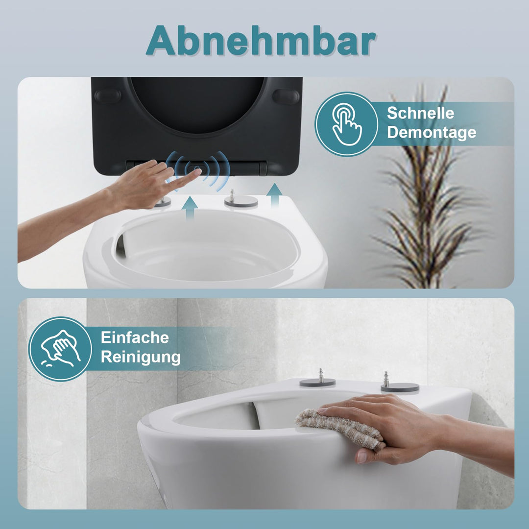 WC-Sitz D-Form Duroplast Grau mit Absenkautomatik Soft Close - Bild 5