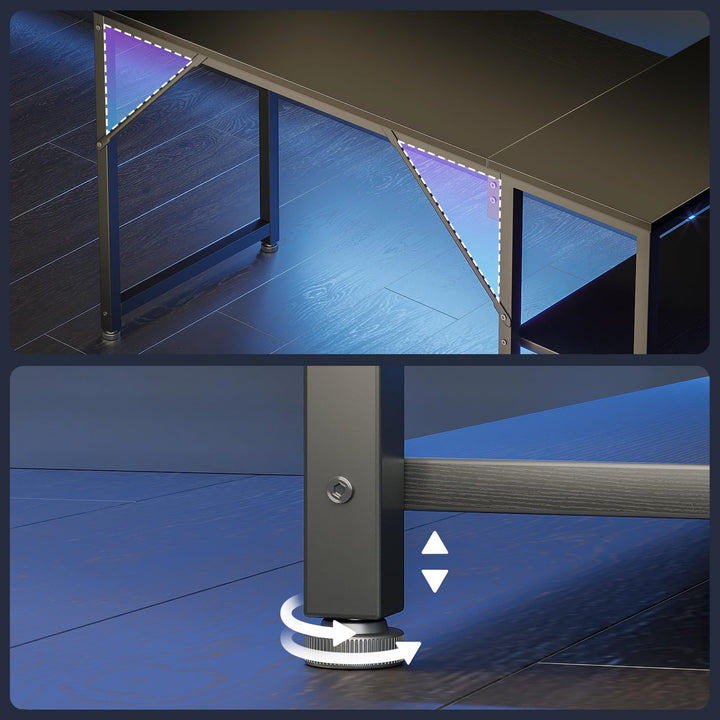 Gaming Tisch L-Form mit Regal 100x70 cm Schwarz Stahl - Bild 6