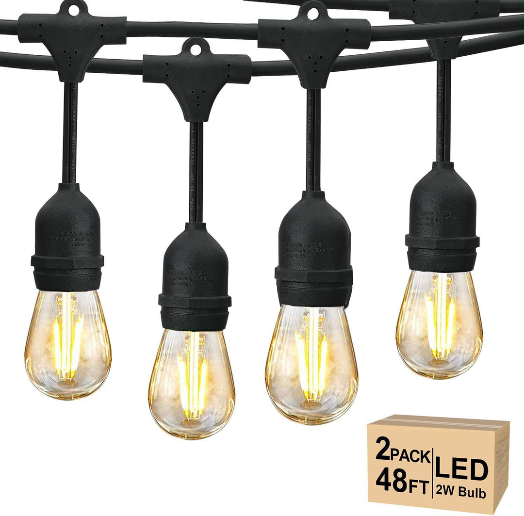 LED Lichterkette Aussen 30m S14 Warmweiss IP65 mit 30 E27-Birnen