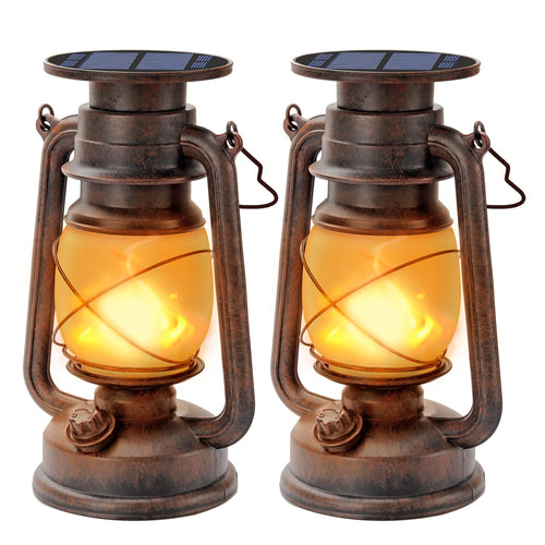 Solar Laterne Aussen Vintage 2er-Set mit Flammeneffekt IP65