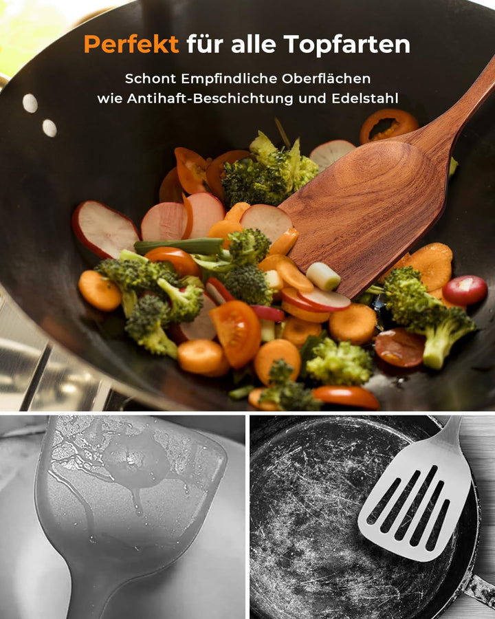 Küchenutensilien Set Teakholz 10-teilig mit Kelle und Wender - Bild 3