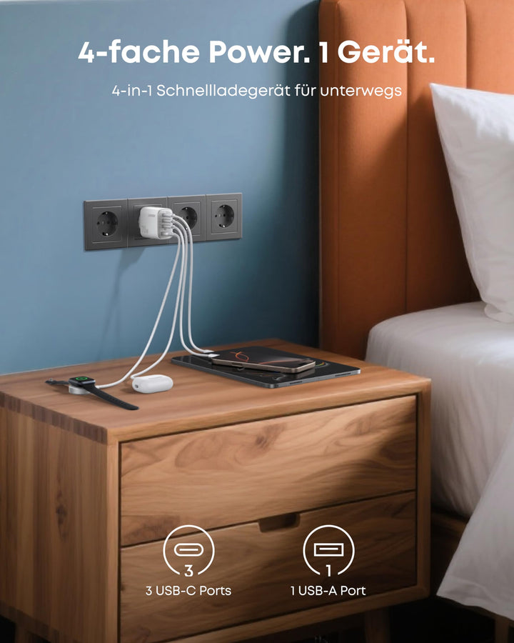 USB-C Ladegerät 70W 4-Port mit 3x USB-C und 1x USB-A - Bild 4