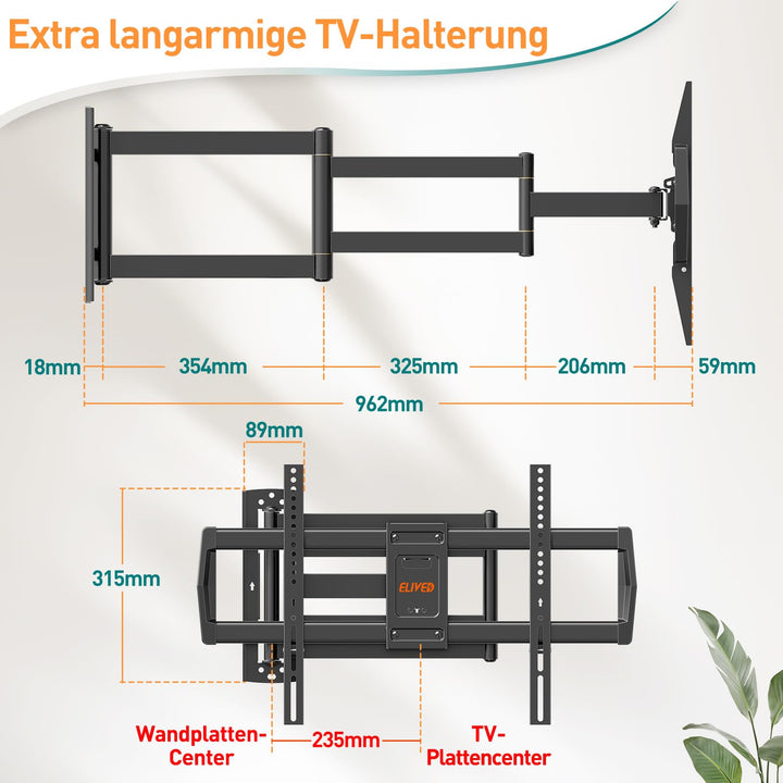 TV Wandhalterung schwenkbar 962mm Arm für 42-75 Zoll Fernseher - Bild 7