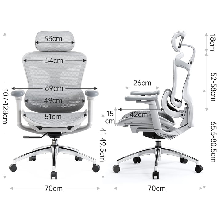 Ergonomischer Bürostuhl Netz mit Lendenwirbelstütze 3D-Armlehnen bis 150 kg - Bild 3