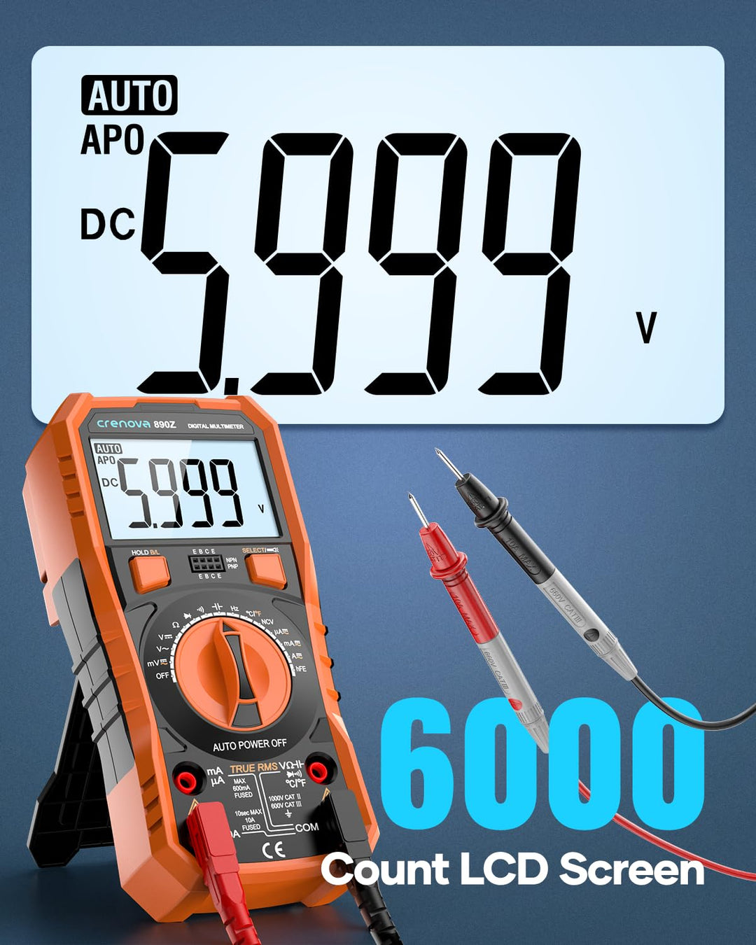 Digitalmultimeter TRMS 6000 Counts Auto-Ranging 10 Messfunktionen - Bild 4