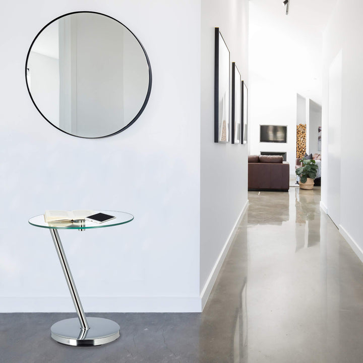 Beistelltisch Glas rund 45 cm Chrom-Fuss fuer Wohnzimmer Balkon - Bild 5
