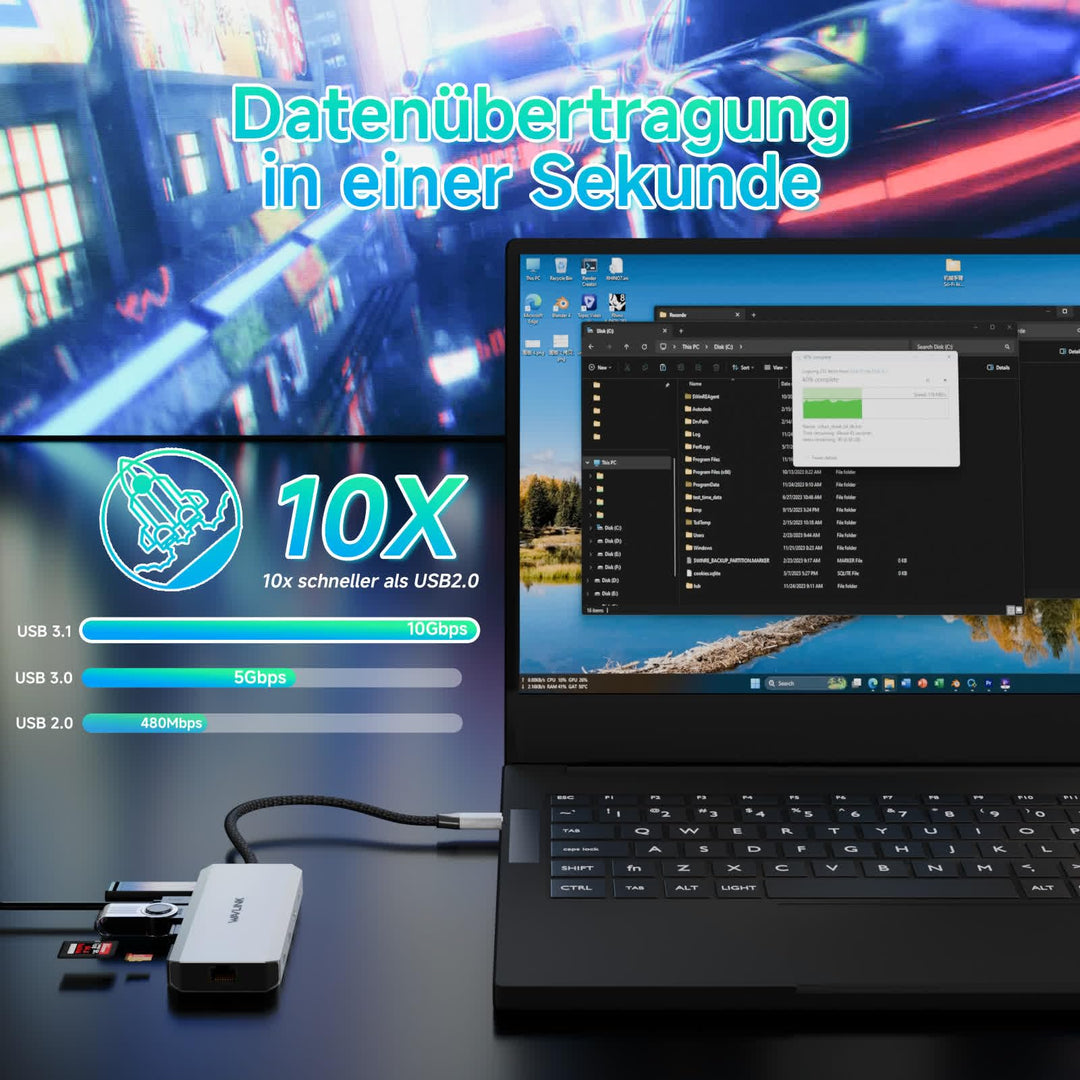 Dockingstation 12-in-1 DisplayPort USB-C 10 Gbit/s 4K144Hz - Bild 3