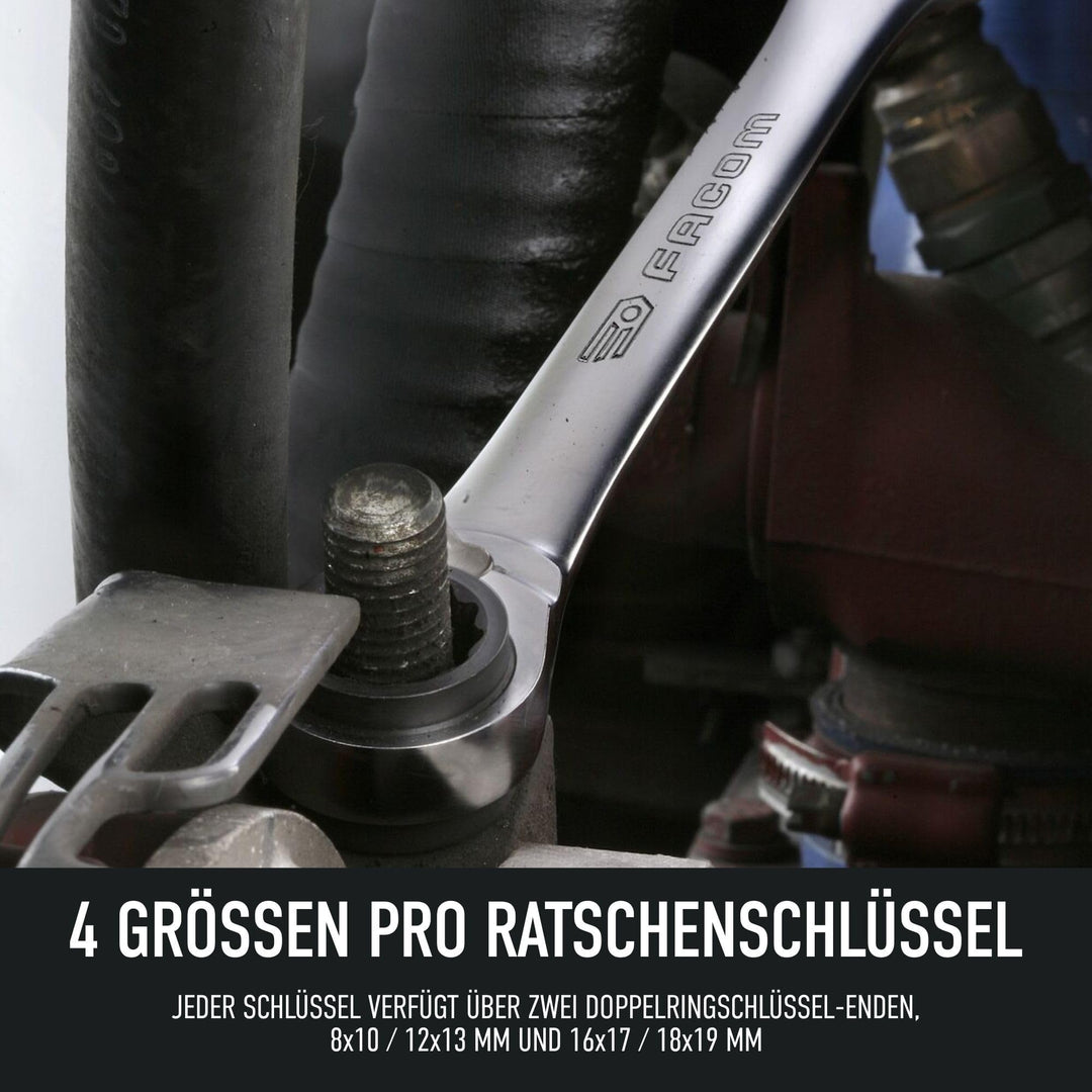 Knarren-Ringratschenschlüssel-Satz 2-tlg. 8 Grössen 5° Drehwinkel - Bild 3