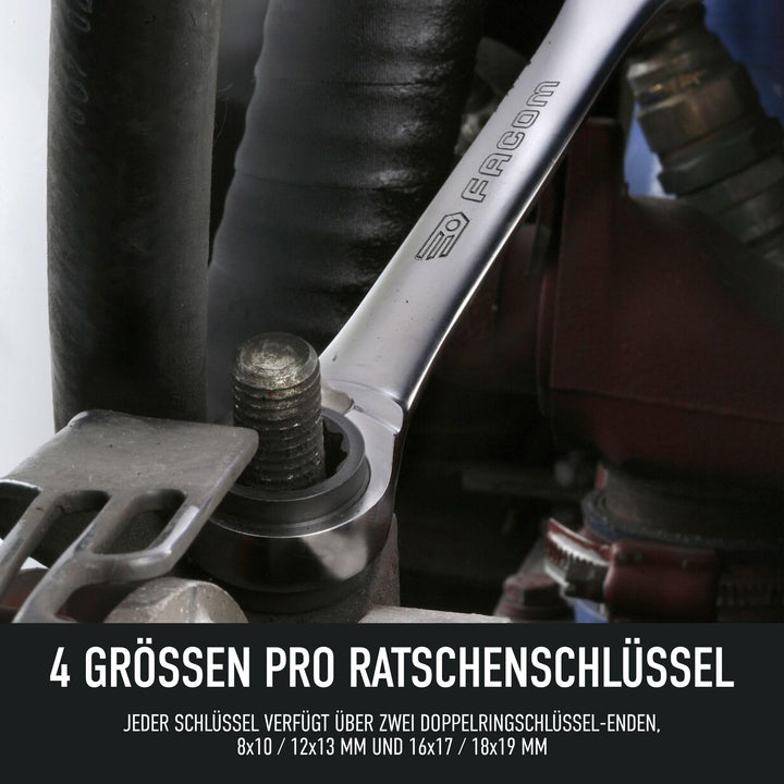 Knarren-Ringratschenschlüssel-Satz 2-tlg. 8 Grössen 5° Drehwinkel - Bild 3