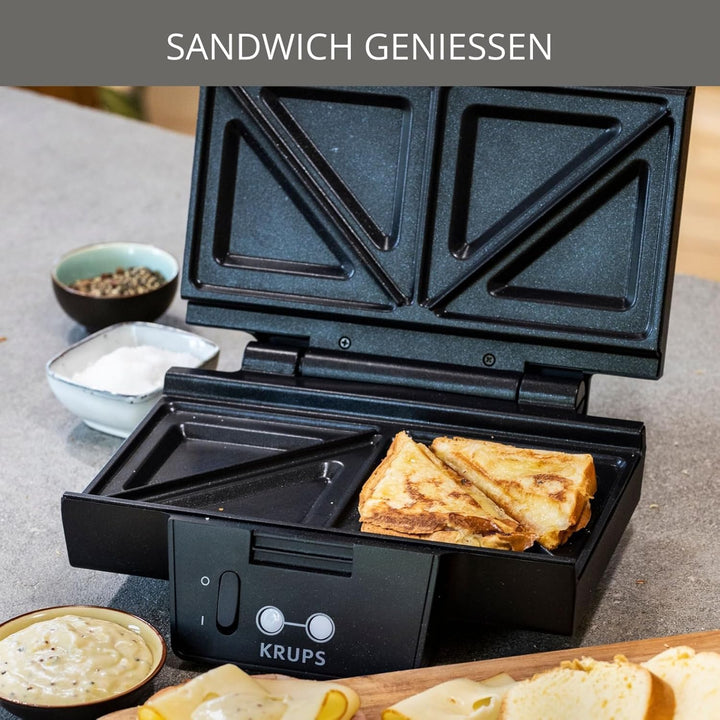 Sandwichmaker 850W XL-Platten Antihaft Dreiecksform schwarz - Bild 2
