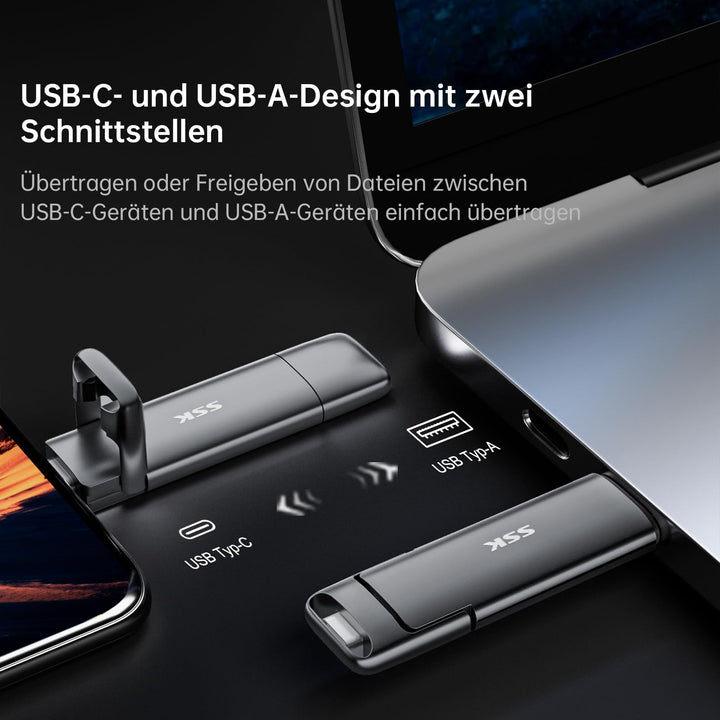 Externe SSD 256GB Dual USB-C + USB-A USB 3.2 Gen2 bis 550 MB/s - Bild 4