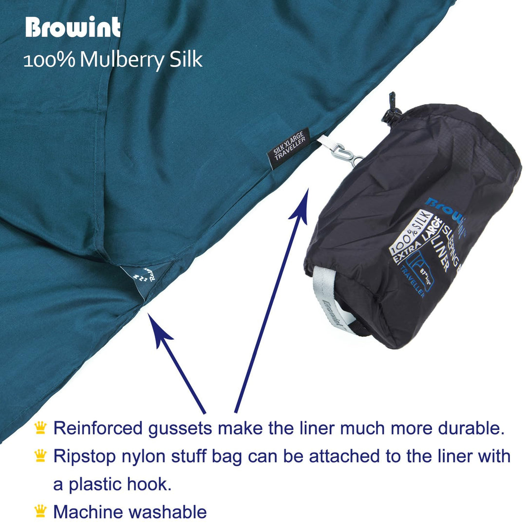 Seidenschlafsack Inlett 100% Naturseide extrabreit 220x110cm Reise - Bild 5