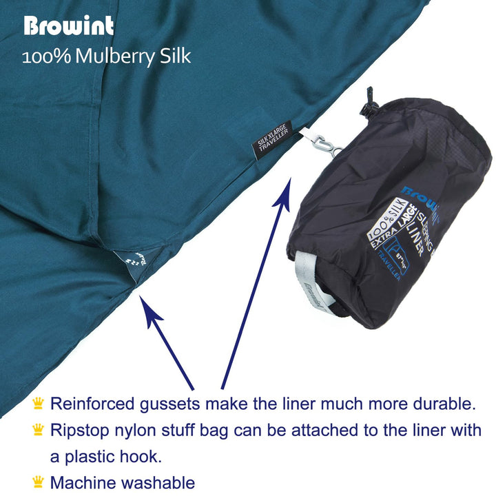 Seidenschlafsack Inlett 100% Naturseide extrabreit 220x110cm Reise - Bild 5