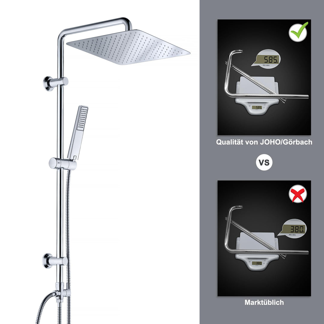 Duschsystem mit Regendusche 30x30cm Edelstahl und Duschstange Chrom - Bild 2